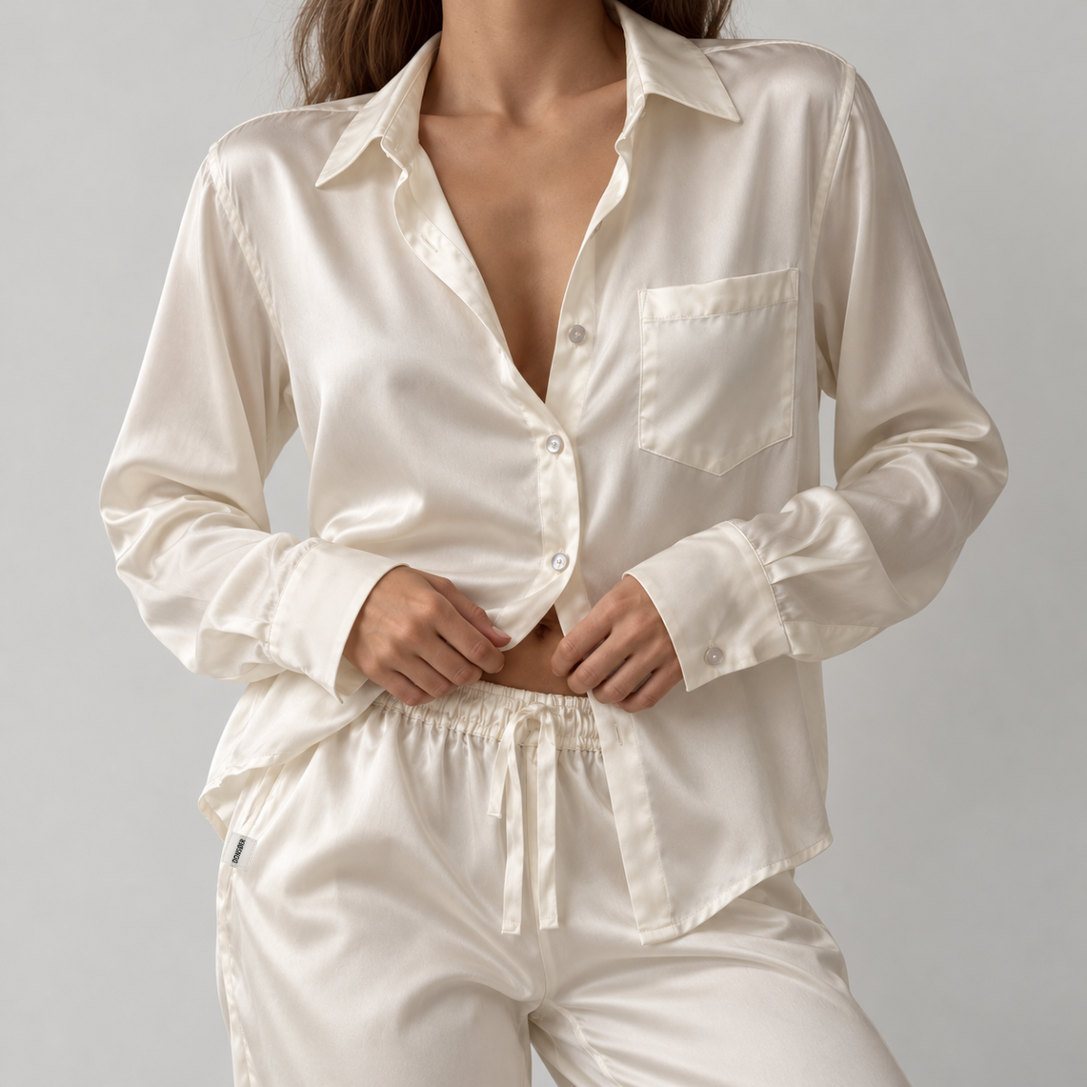 Hedvábné kalhoty Mørier – Pure White