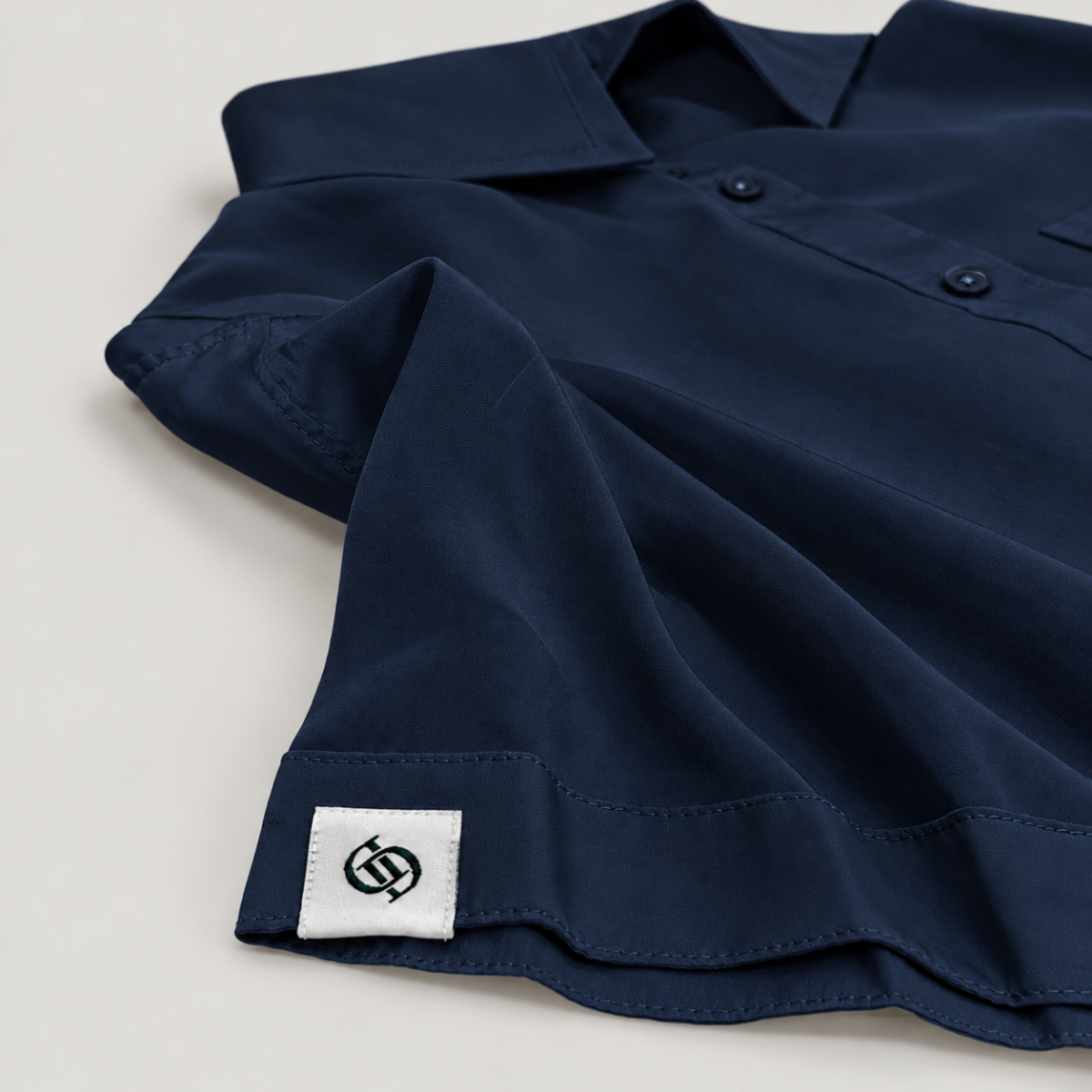 Yves Cotton Short-Sleeve Shirt – Midnight Blue