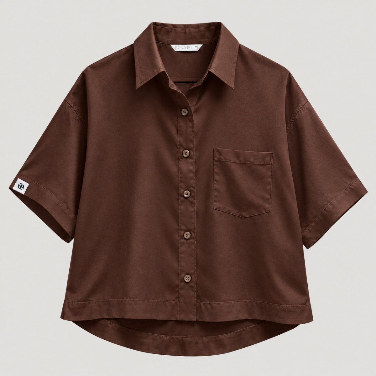 Yves Cotton Short-Sleeve Shirt – Cocoa Brown