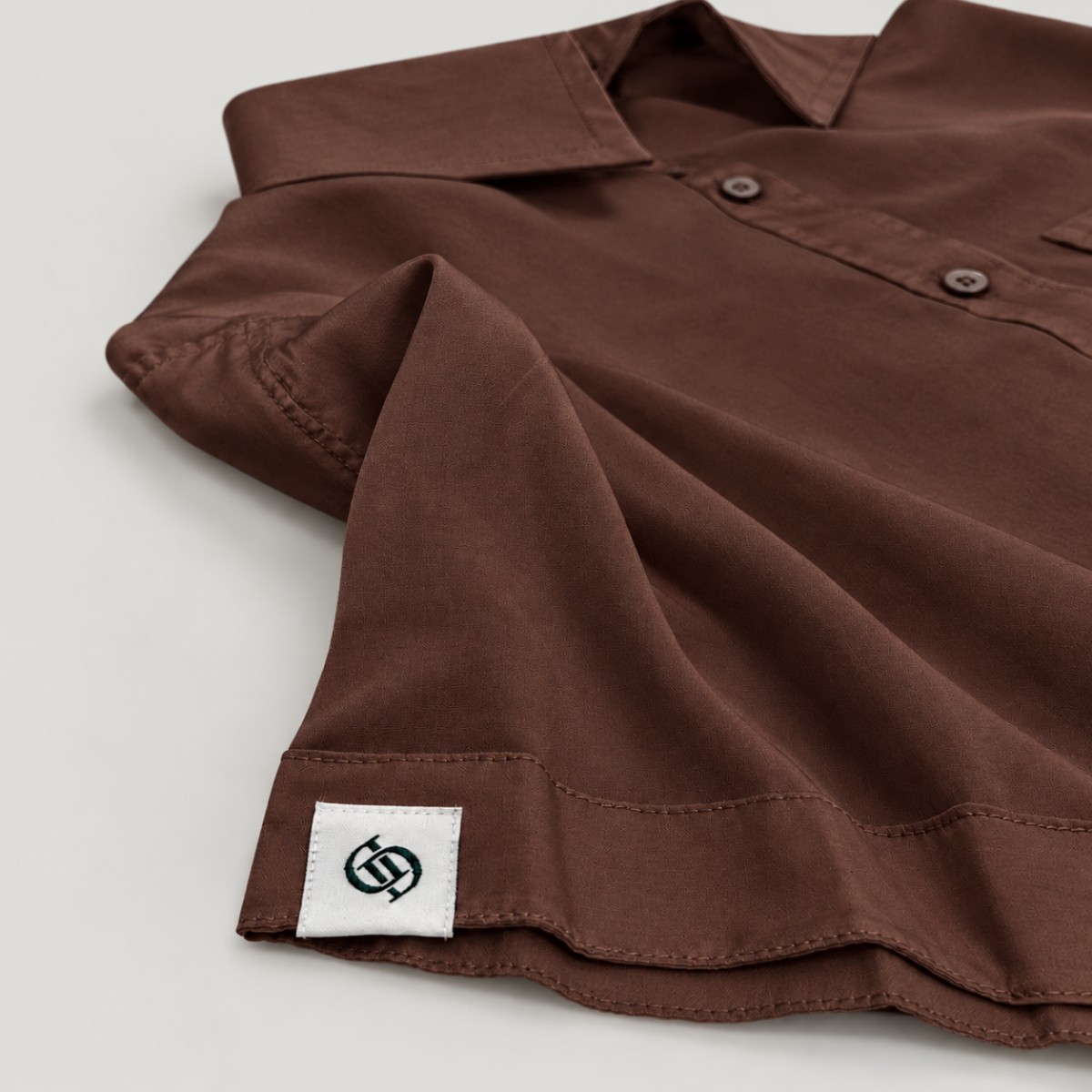 Yves Cotton Short-Sleeve Shirt – Cocoa Brown