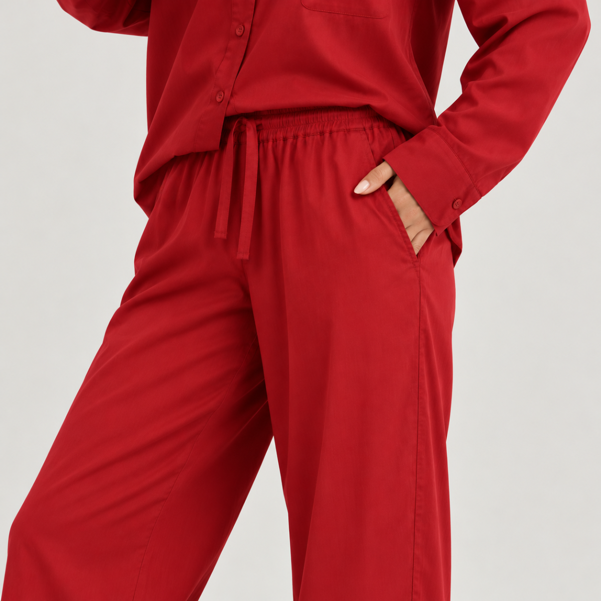 Yves Cotton Trousers – Deep Red