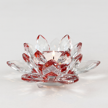 Lotus candlestick made of crystal glass - Rubra