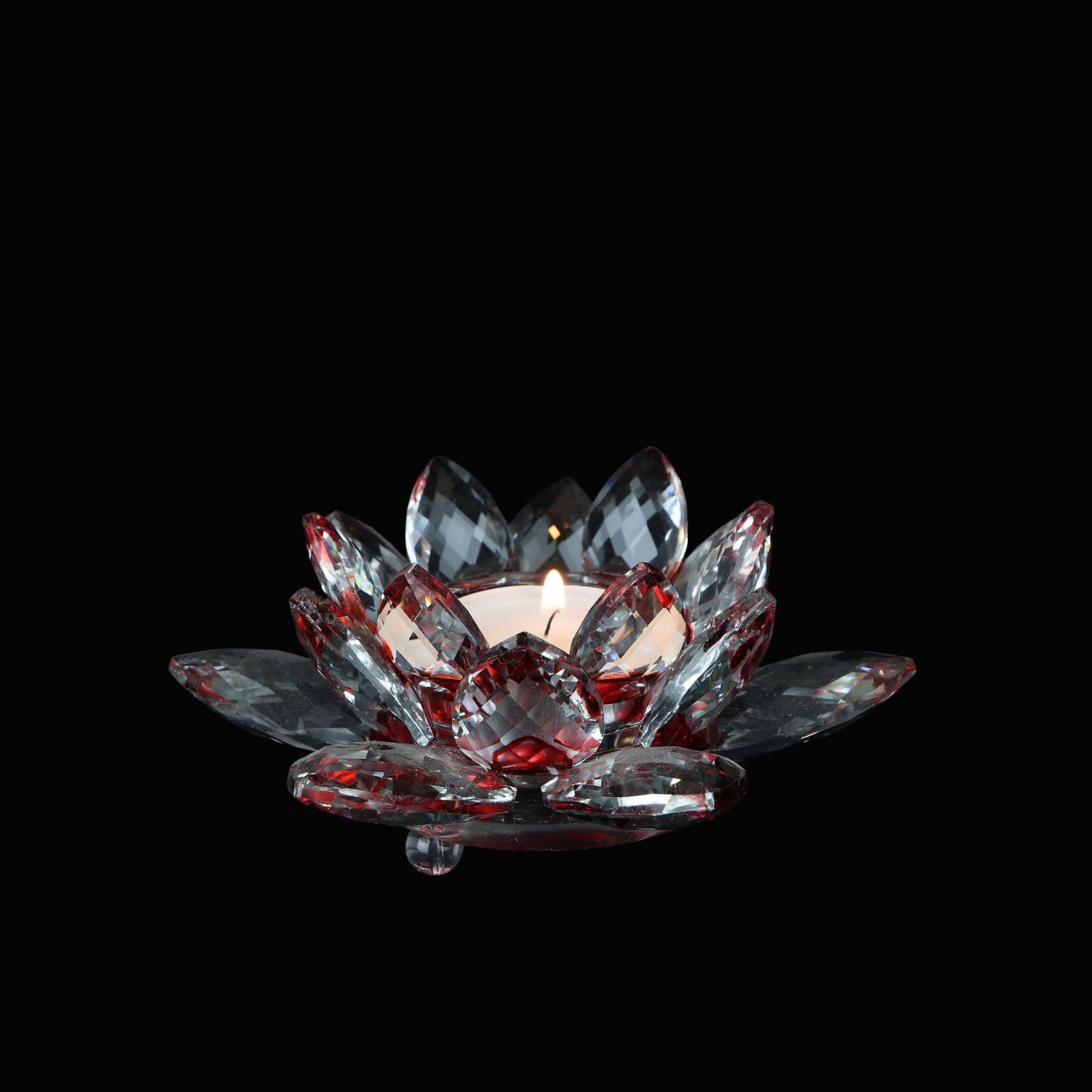 Lotus candlestick made of crystal glass - Rubra